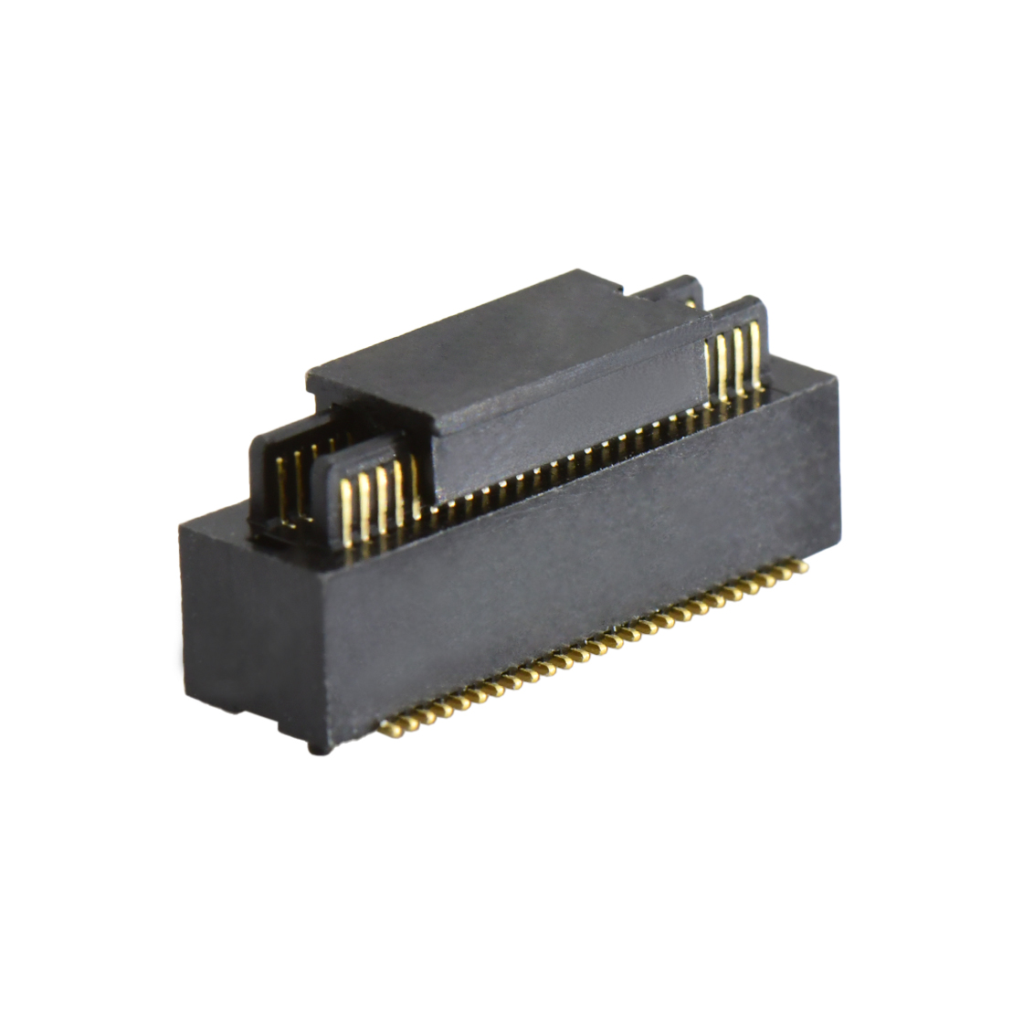 B0502板对板连接器Pitch 0.5 H4.0mm双槽双排 SMT型公座 50Pin黑色 Gold flash