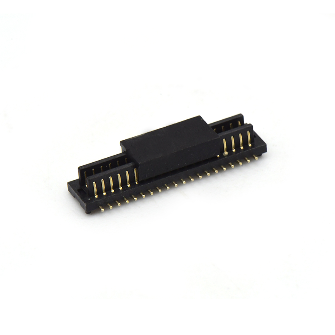 B0801板对板连接器Pitch 0.8 双槽H1.0 双排SMT型带柱公座 40Pin黑色 Gold flash
