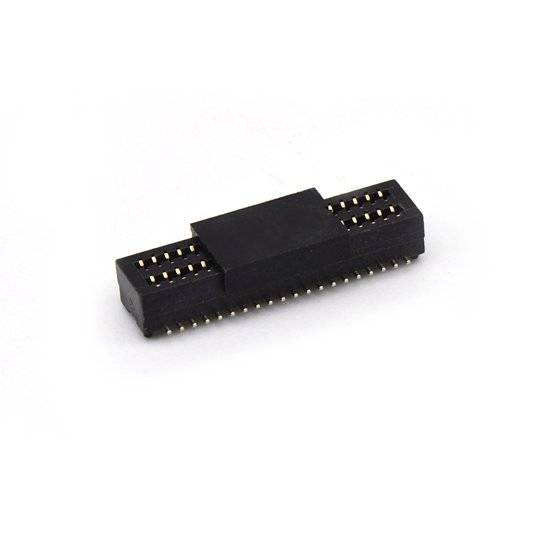B0801板对板连接器Pitch 0.8 双槽H4.0 双排SMT型带柱母座 40Pin黑色 Gold flash