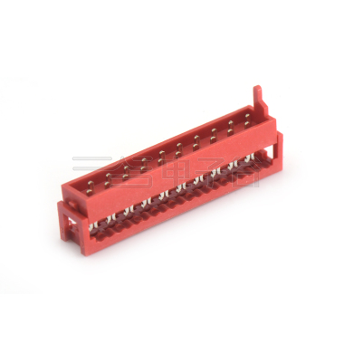 Pitch 1.27mm 180° 双排 DIP IDC母座 2X10Pin 红色 镀亮锡