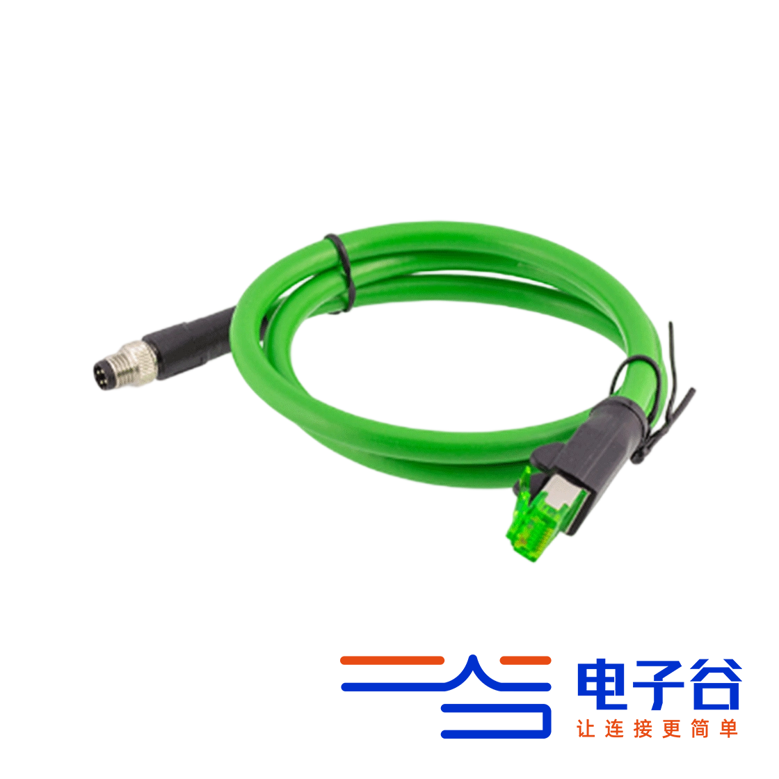 电子谷 M8-RJ45 工业以太网线束：紧凑型读码器连接方案